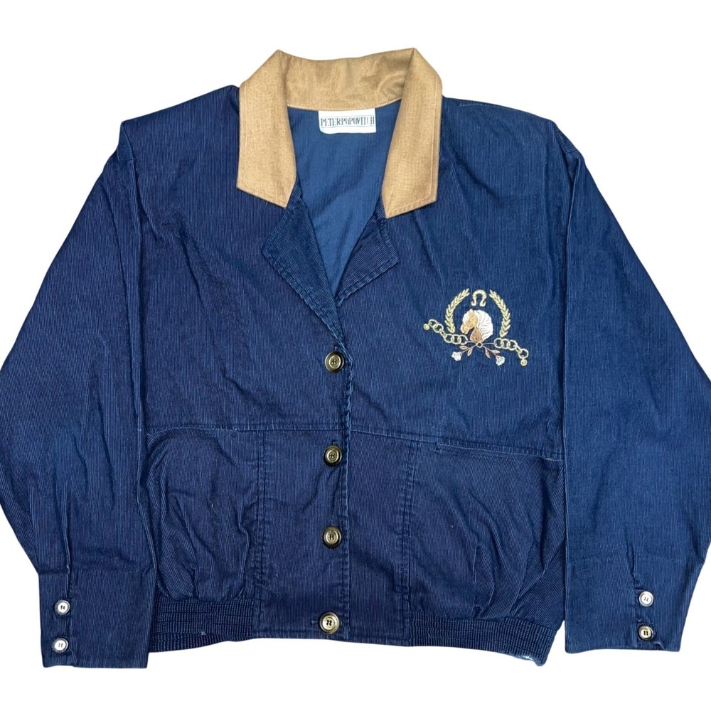Peter Popovitch | L/XL | Navy Corduroy Jacket | Horse Crest | Embroidery | FLAW